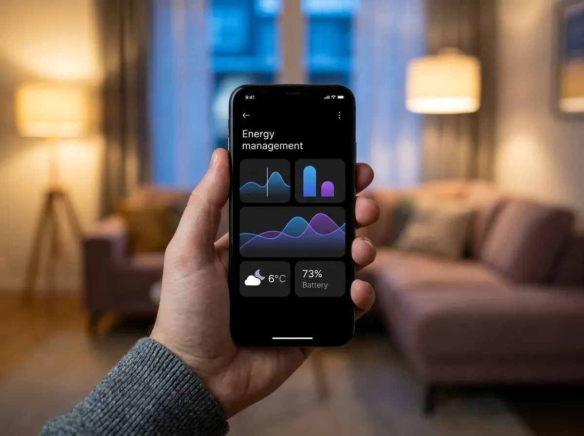 App-Ansicht eines Energiemanagement-Systems